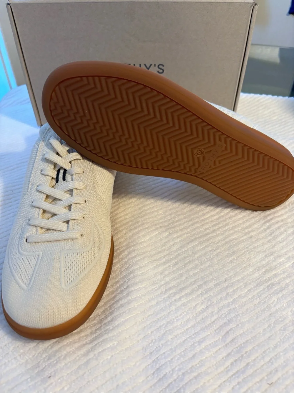 Rothy's Cream Knit Sneakers with Gum Soles
